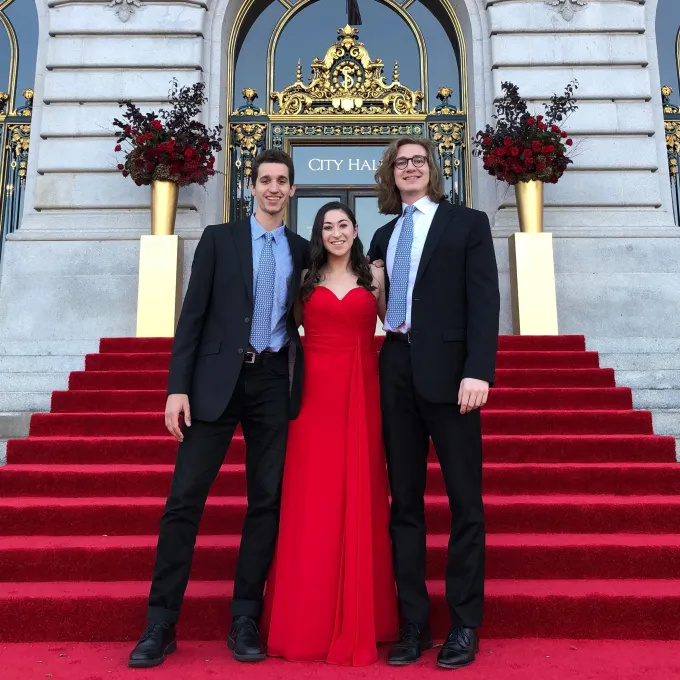 Students in front of San Francisco City Hall